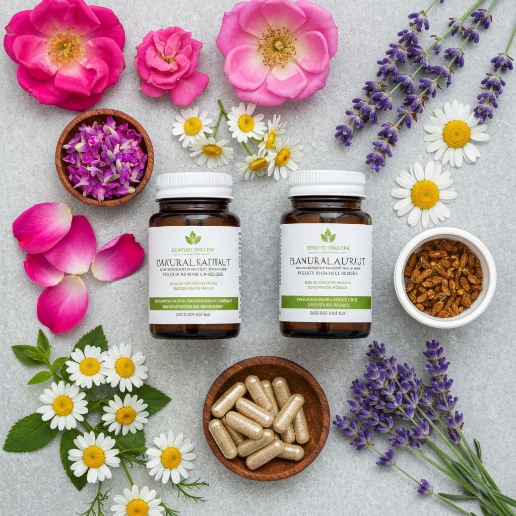 Fleurs et éléments botaniques pour les suppléments naturels